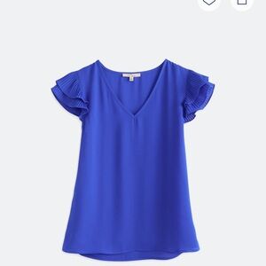 Elegant Blue V-Neck Women's Top